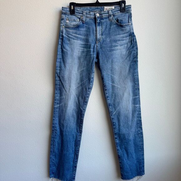 $5/$25 AG Adriano Goldschmied Light Wash Raw Hem Cropped Ankle Size 29 - Picture 1 of 9